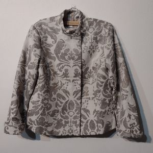 Coldwater Creek Size 12 Cream & gold brocade jacket opulent elegance Wool Poly
